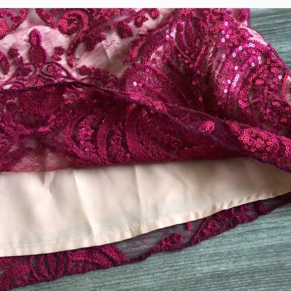 FREE PEOPLE Night Shimmer Mini Dress Raspberry Size 4 Sequin NWT - Picture 9 of 12